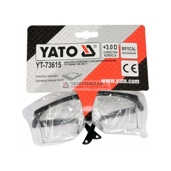 YATO Bifokális védőszemüveg +3 víztiszta