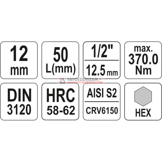 Bithegy dugófejjel imbusz 12 mm 1/2" CrV YATO