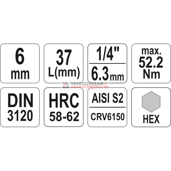 Bithegy dugófejjel imbusz 6 mm 1/4" CrV YATO