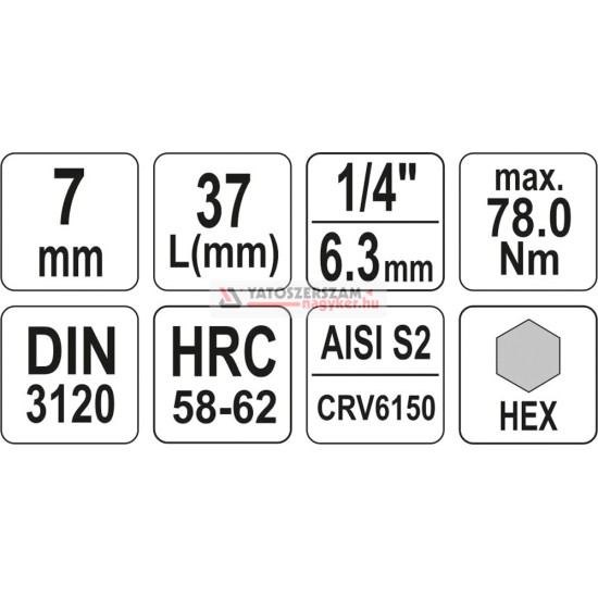 megszűntBithegy dugófejjel imbusz 7 mm 1/4" CrV YATO