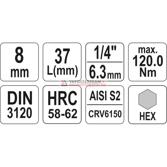 Bithegy dugófejjel imbusz 8 mm 1/4" CrV YATO