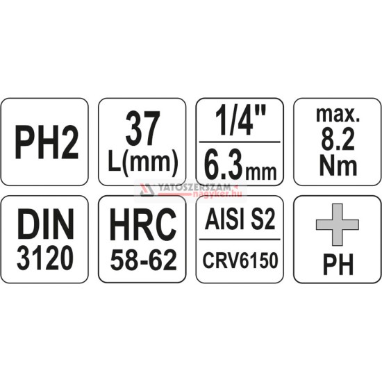 Bithegy dugófejjel PH2 1/4" CrV YATO