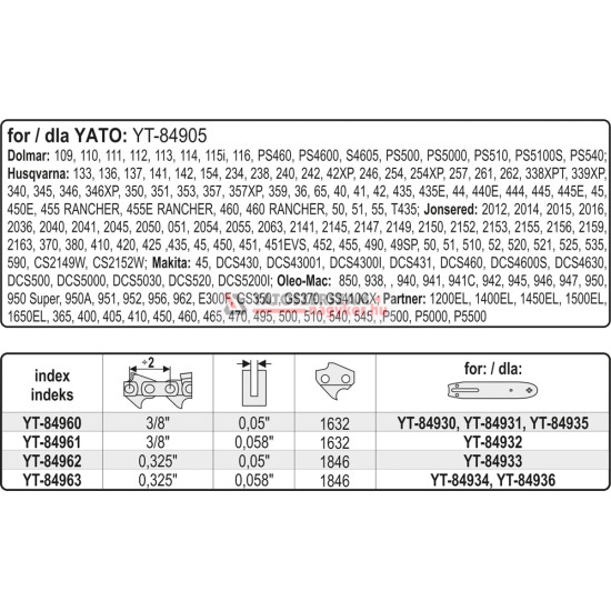 YATO Láncfűrész lánc tekercs 1846 szem 1,3 mm