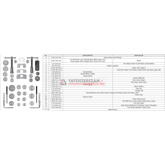 Fékmunkahenger szerelő készlet 3/8" 35 részes YATO