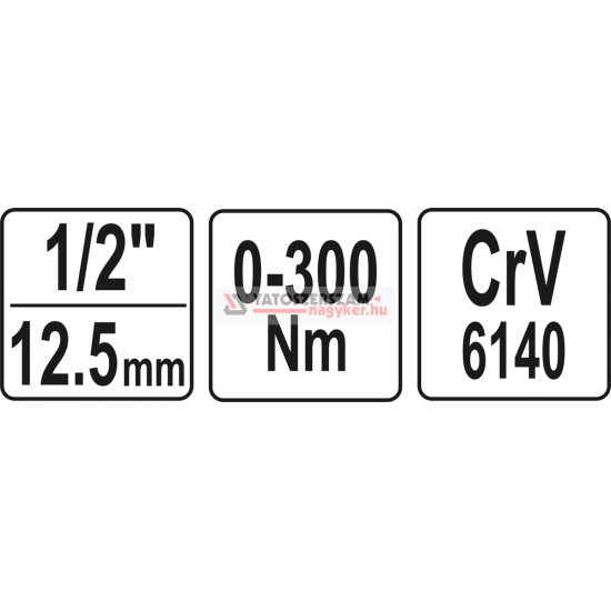 Nyomatékkulcs 1/2" 0-300 Nm CrV YATO