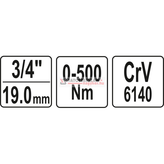 Nyomatékkulcs 3/4" 0-500 Nm CrV YATO