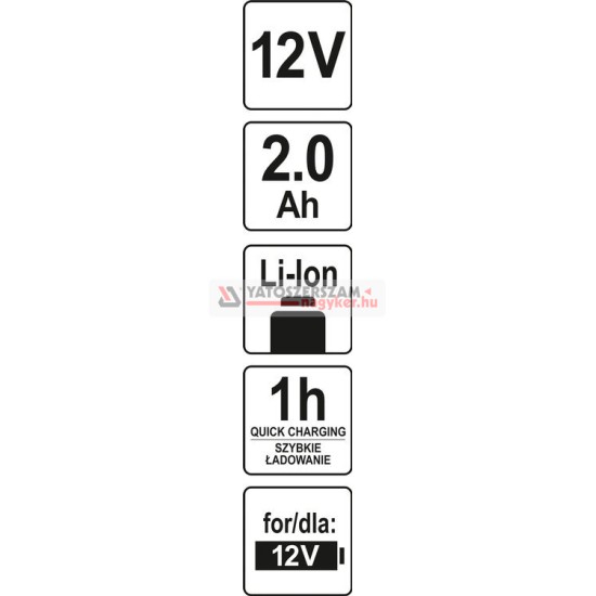 YATO 12V Li-ion akku 2.0 Ah