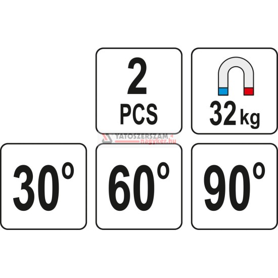 Hegesztési munkadarabtartó mágneses 30-60-90°/32 kg (2 db/cs) YATO