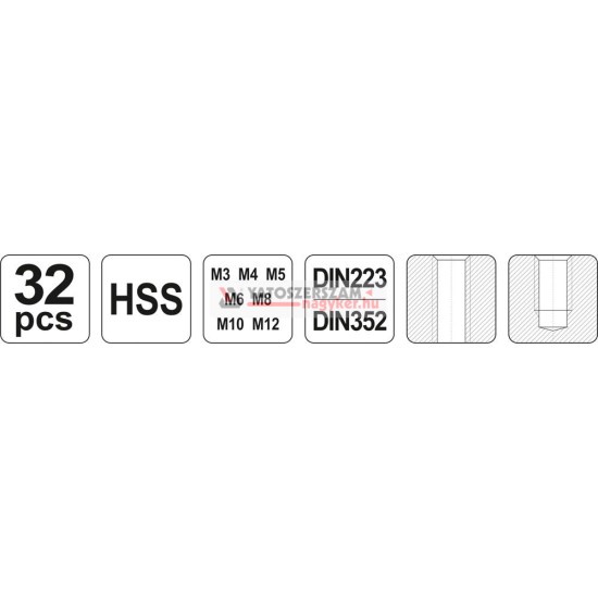 Menetkészítő készlet 32 részes M 3-12 HSS YATO