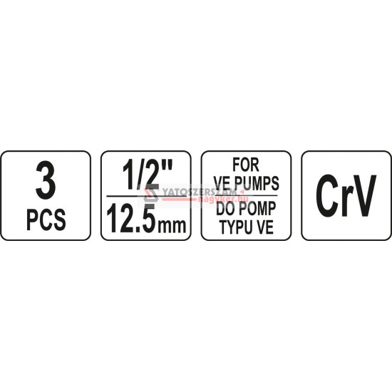 YATO 1/2" befecskendező aljzatkészlet, 3 részes