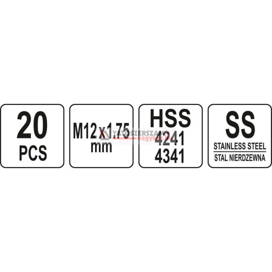 Menetjavító készlet 20 részes M12 1,75mm YATO