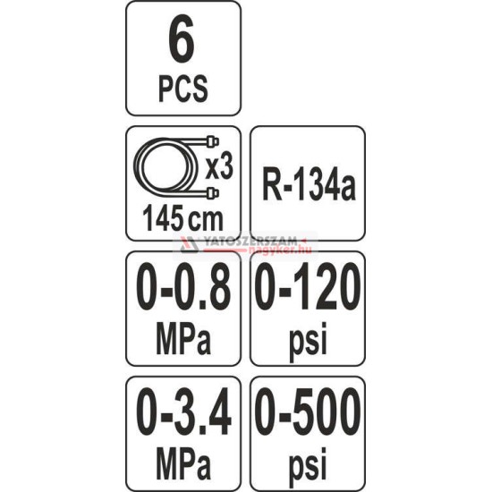 Légkondicionáló nyomásmérő készlet 6 részes YATO