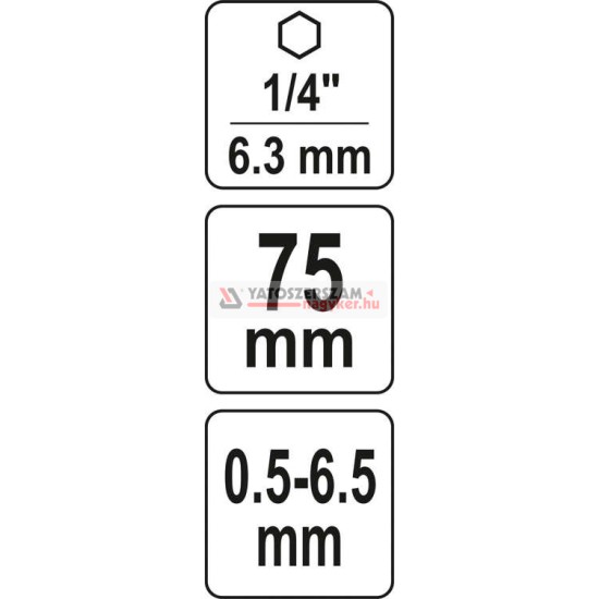 Gyorstokmány adapter bitbefogás 1/4" 0,5-6,5 mm YATO