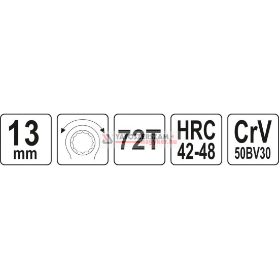 Racsnis csillagkulcs 13 mm / 190 mm CrV YATO