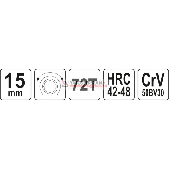 Racsnis csillagkulcs 15 mm / 195 mm CrV YATO