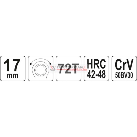 Racsnis csillagkulcs 17 mm / 225 mm CrV YATO