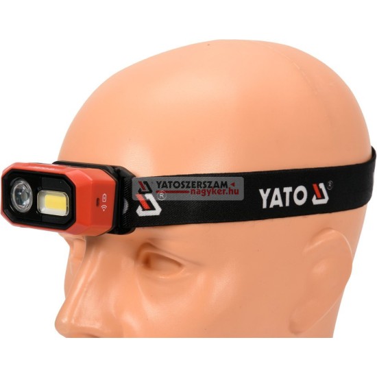 YATO Akkus LED fejlámpa 480 lumen mozgásérzékelős