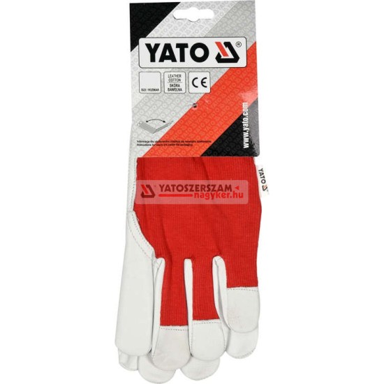 YATO Munkavédelmi kesztyű 8-as méret bőr-pamut piros