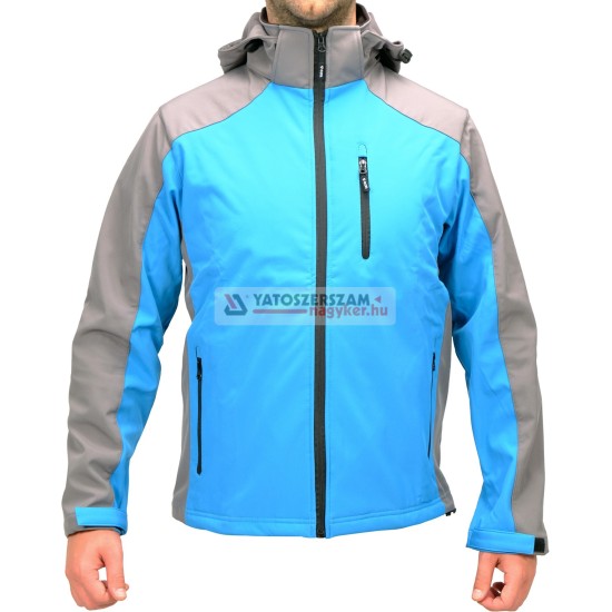 YATO sportos softshell kabát kapucnival kék XL-es méret