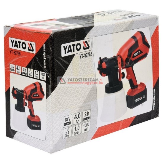 YATO akkus festékszóró 18V, 4.0Ah+töltő, Ø 2,2 mm, 1 L