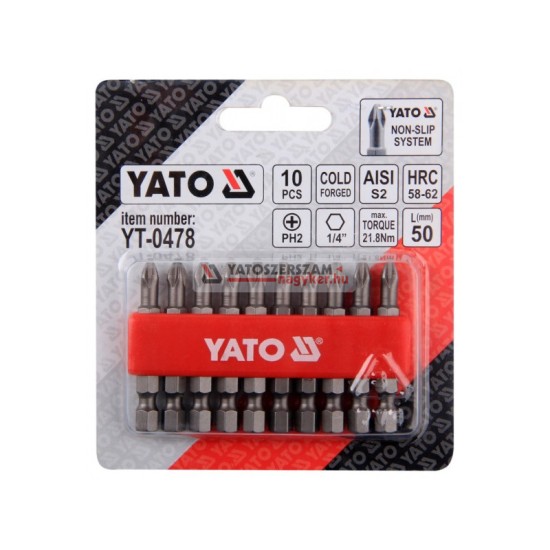 YATO Bithegy PH2 1/4" 50 mm (10 db/cs)