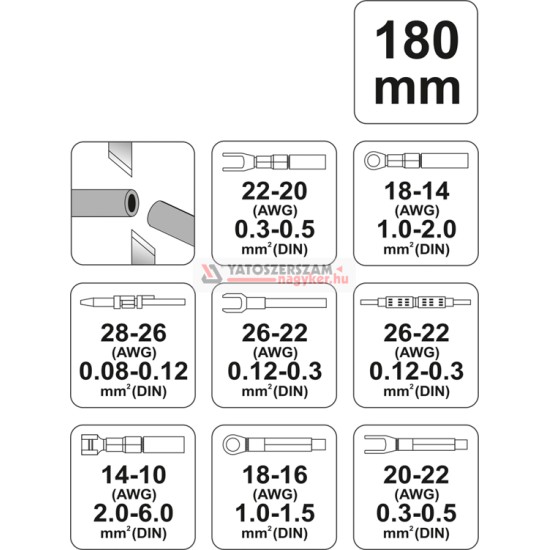 Krimpelő fogó 180 mm/0,08-6 mm YATO