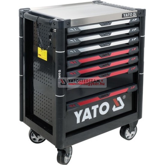 YATO 7 fiókos 157 részes szerszámoskocsi , fém munkalappal