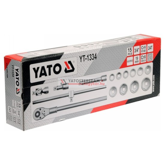 YATO Dugókulcs készlet 15 részes 3/4": 30-60 mm CrV