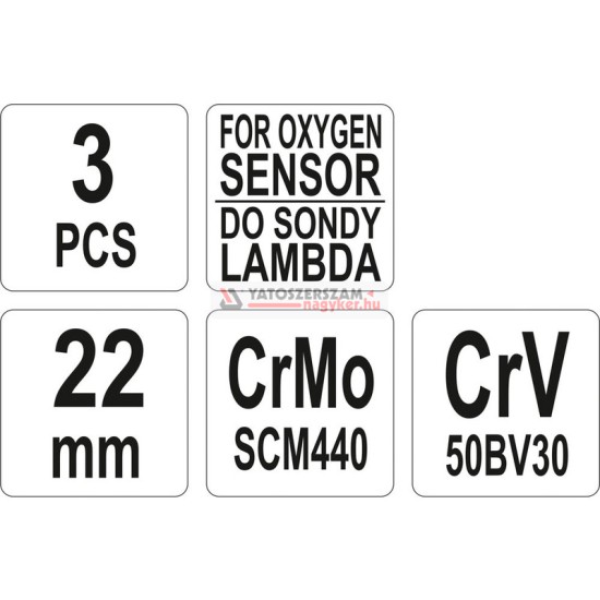 YATO Lambda szonda kulcs készlet 3 részes 22 mm CrMo