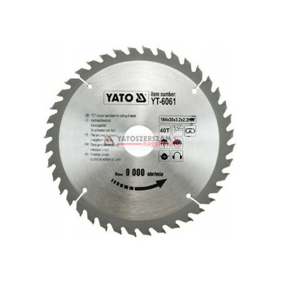 YATO Fűrésztárcsa fához 184 x 30 x 2,2 mm / 40T