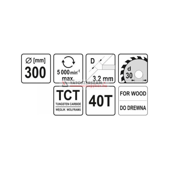 YATO Fűrésztárcsa fához 300 x 30 x 2,0 mm / 40T