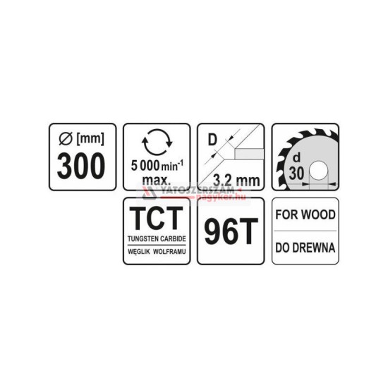 YATO Fűrésztárcsa fához 300 x 30 x 2,0 mm / 96T