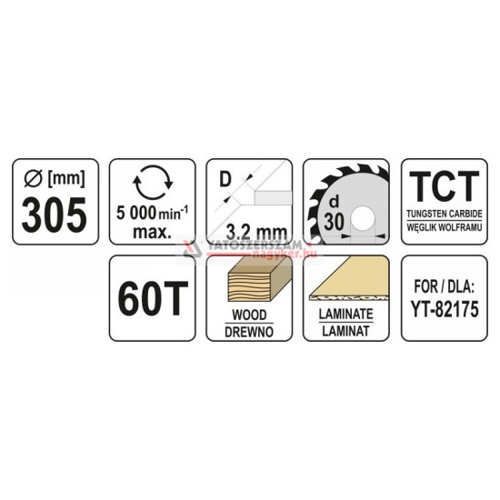 YATO Fűrésztárcsa fához 305 x 30 x 2,0 mm / 60T