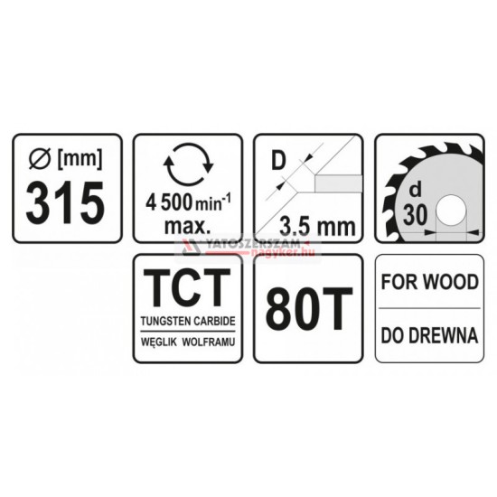 YATO Fűrésztárcsa fához 315 x 30 x 2,5 mm / 80T