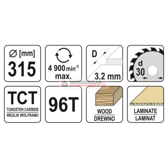 YATO Fűrésztárcsa fához 315 x 30 x 2,2 mm / 96T