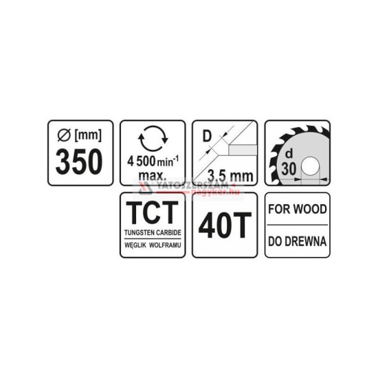 YATO Fűrésztárcsa fához 350 x 30 x 2,5 mm / 40T