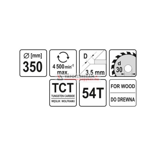 YATOFűrésztárcsa fához 350 x 30 x 2,5 mm / 54T