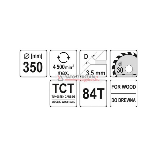 YATO Fűrésztárcsa fához 350 x 30 x 2,5 mm / 84T