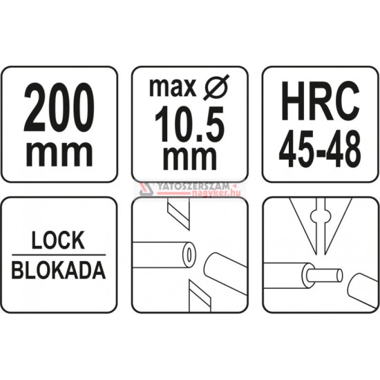 YATO Kábelvágó és blankoló fogó 200 mm