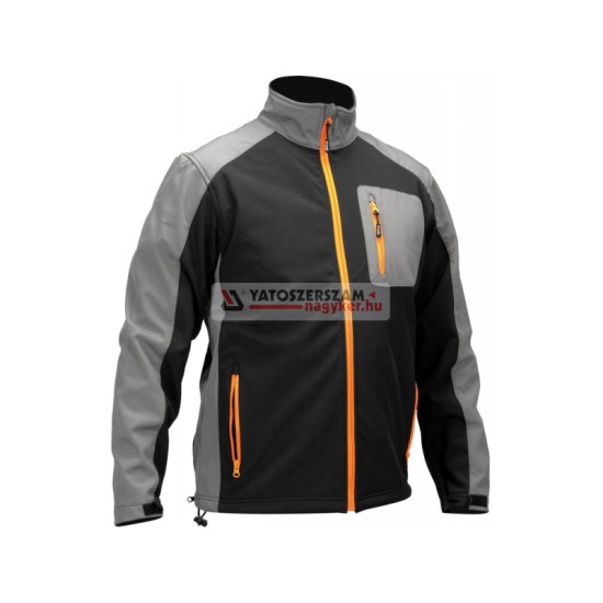 YATO Munkavédelmi softshell kabát fekete-szürke 3XL-es méret 3 zsebes