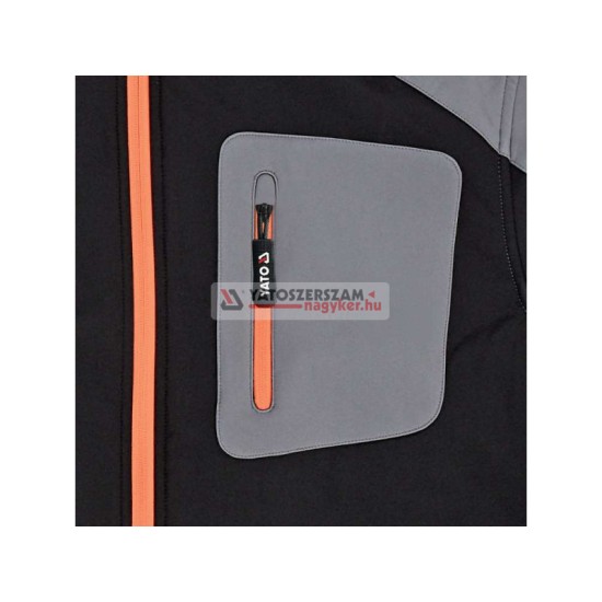 YATO Munkavédelmi softshell kabát fekete-szürke 3XL-es méret 3 zsebes