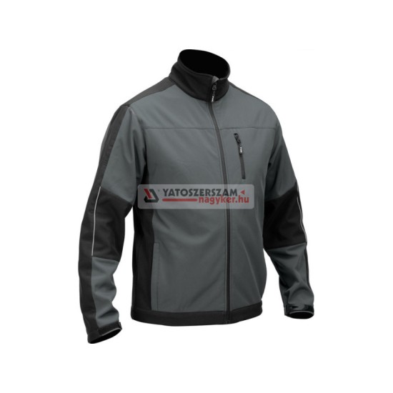 YATO Munkavédelmi softshell kabát szürke-fekete XL-es méret 3 zsebes