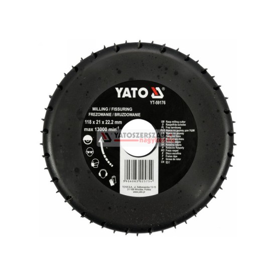 YATO Ráspolykorong 118 x 21 x 22,2 mm