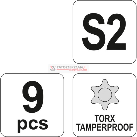 Torx kulcs készlet 9 részes T10-T50 S2 YATO