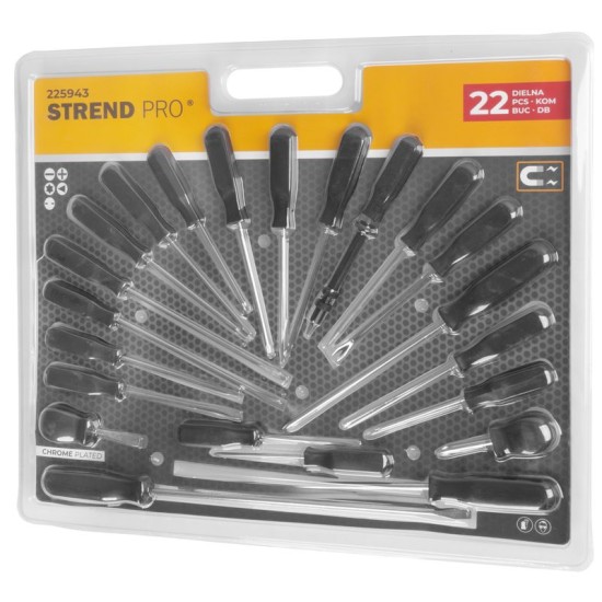 Csavarhúzó készlet Strend Pro SD0016, 22 db, lapos + Phillips