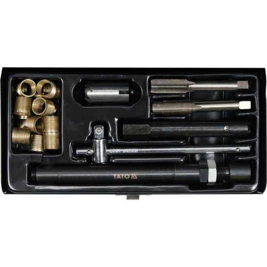 YATO Gyujtógyertya menetjavító és tisztító készlet 25 részes M14 3/8" HSS