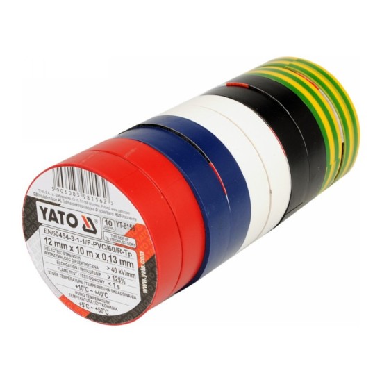 YATO Szigetelőszalag 12 x 0,13 mm x 10 m öt színű (10 db/cs)