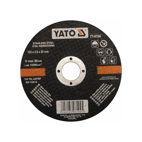 YATO Vágókorong fémre 125 x 2,5 x 22,2 mm inox