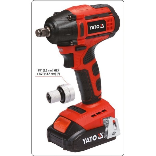 YATO Akkus ütvecsavarozó szénkefe nélküli 250Nm 18 V Li-ion (1 x 3,0 Ah akku + töltő)