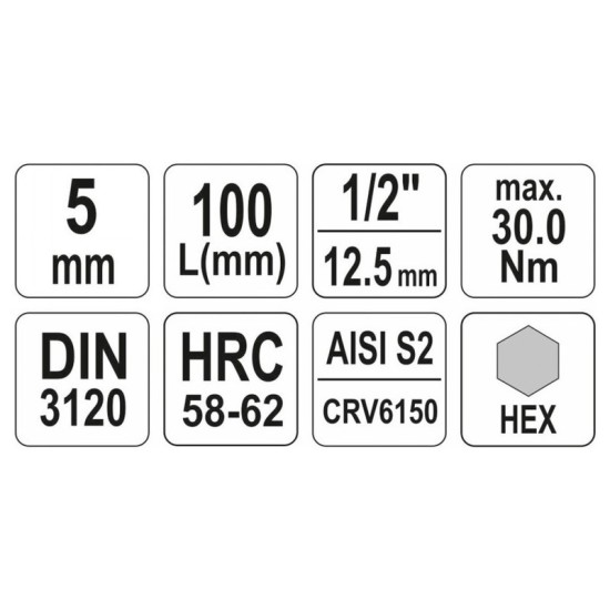 YATO Bithegy dugófejjel Imbusz 5mm 1/2" 100mm hosszú
